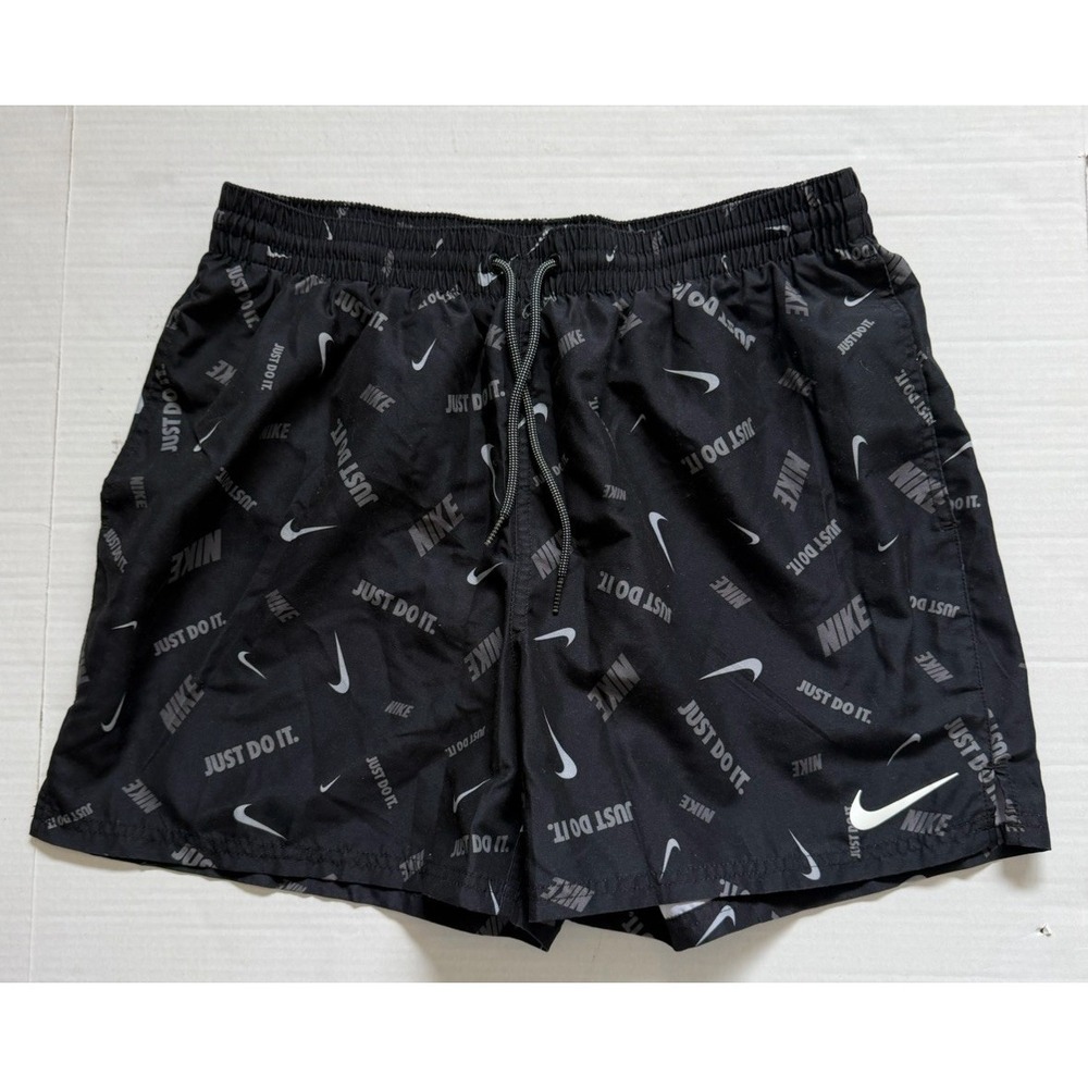 Nike "Just Do It" Allover Print Woven Shorts Mens large Black